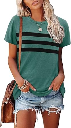 KISSMODA Summer Short Sleeve T Shirt Loose Fit Casual Dressy Women Top 2025 Trendy Ladies Fashion Blouses(S-3XL)