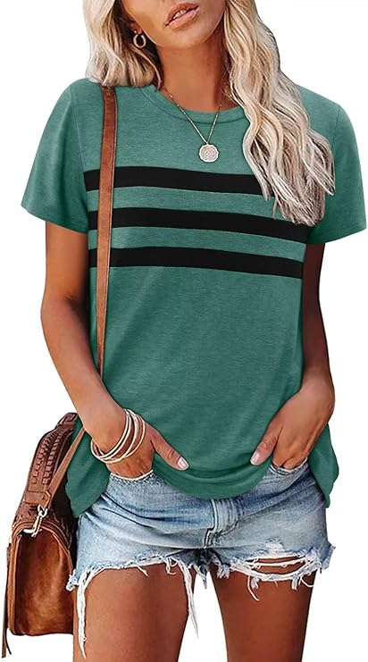 KISSMODA Summer Short Sleeve T Shirt Loose Fit Casual Dressy Women Top 2025 Trendy Ladies Fashion Blouses(S-3XL)