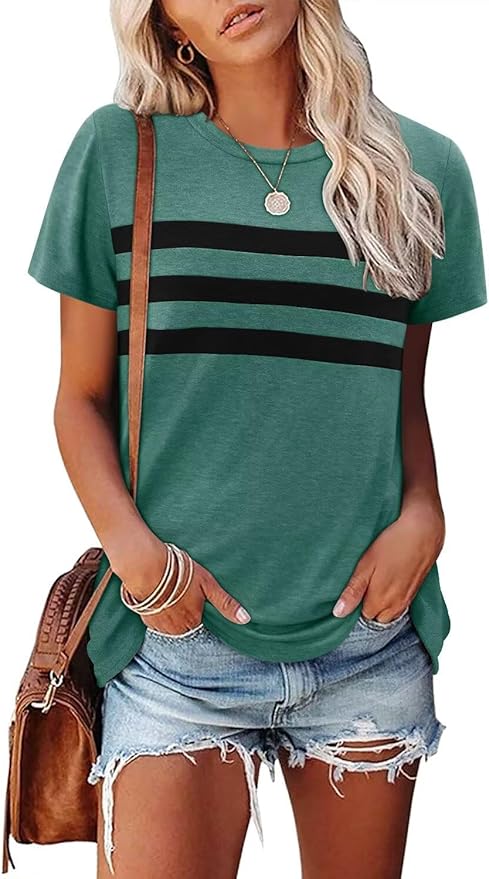 KISSMODA Summer Short Sleeve T Shirt Loose Fit Casual Dressy Women Top 2025 Trendy Ladies Fashion Blouses(S-3XL)