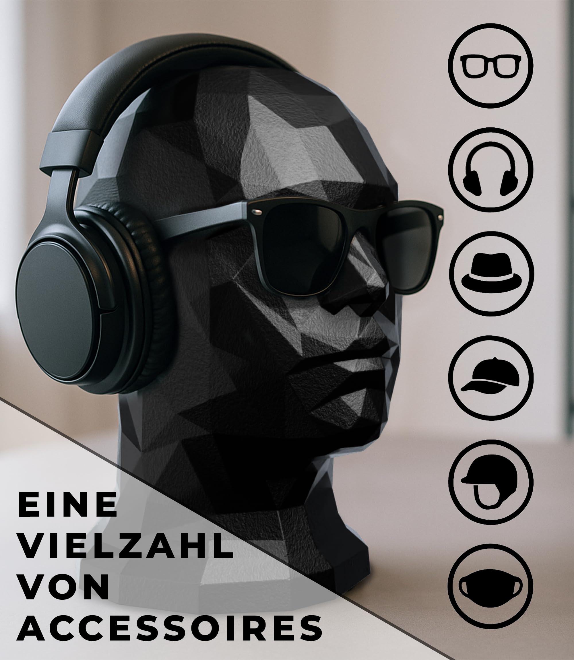 Schaufensterpuppe Kopf Deko für Helme Mützen Brillen Kopfhörer VR-Brille Aussteller