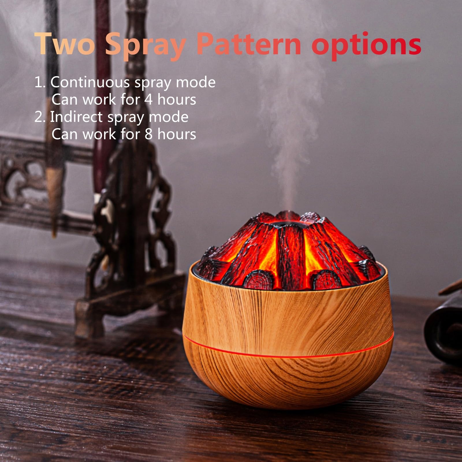 Portable Mini Humidifier, Colorful, Cool Mist, USB Powered Perfect for Desk Bedroom Indoor Plant Quiet Colorful Night Light (Lightwood)