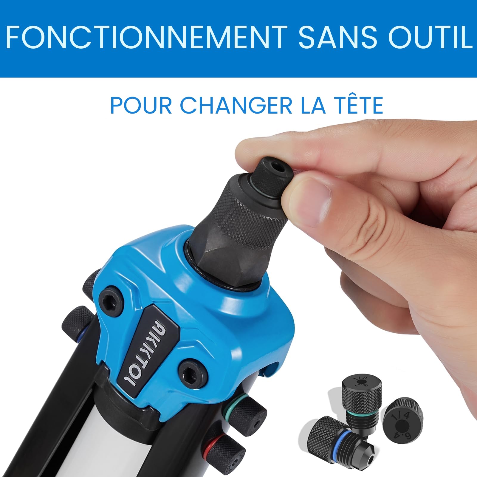 AKKTOL Pince a riveter pop 33cm ensemble 5en1 avec 210 rivets alu pour rivets aveugles Ø 6.4 à 2.4 mm en acier inoxydable alu | Riveteuse manuelle professionnelle