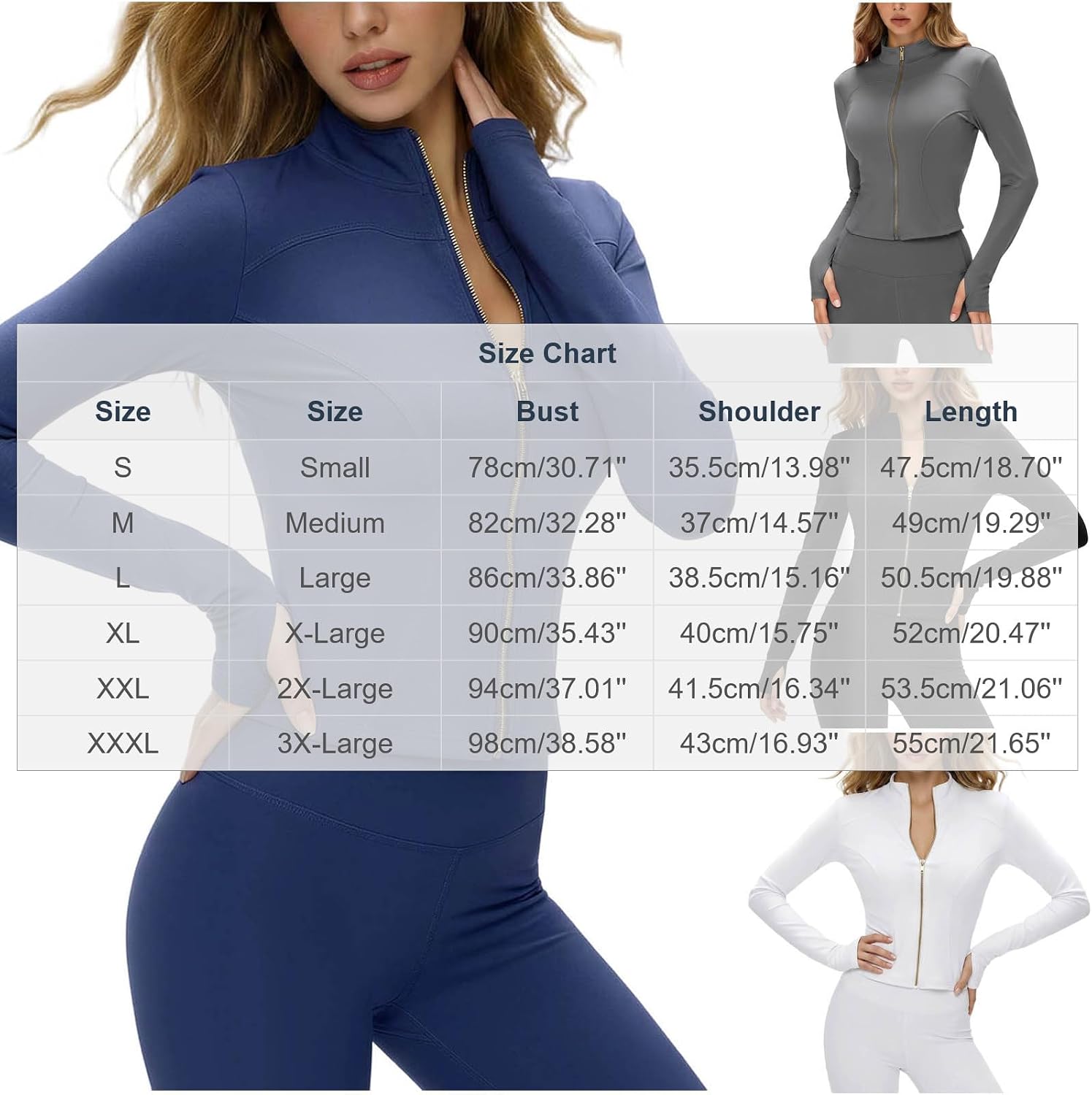 Zip Up Athletic Jackets for Women Workout Slim Fit Tops | Stand Collar Gym Running Stretchy Sports Coats, Thumb Hole Fitted Active Outerwear, Yoga Daily Fitness Casual Wear