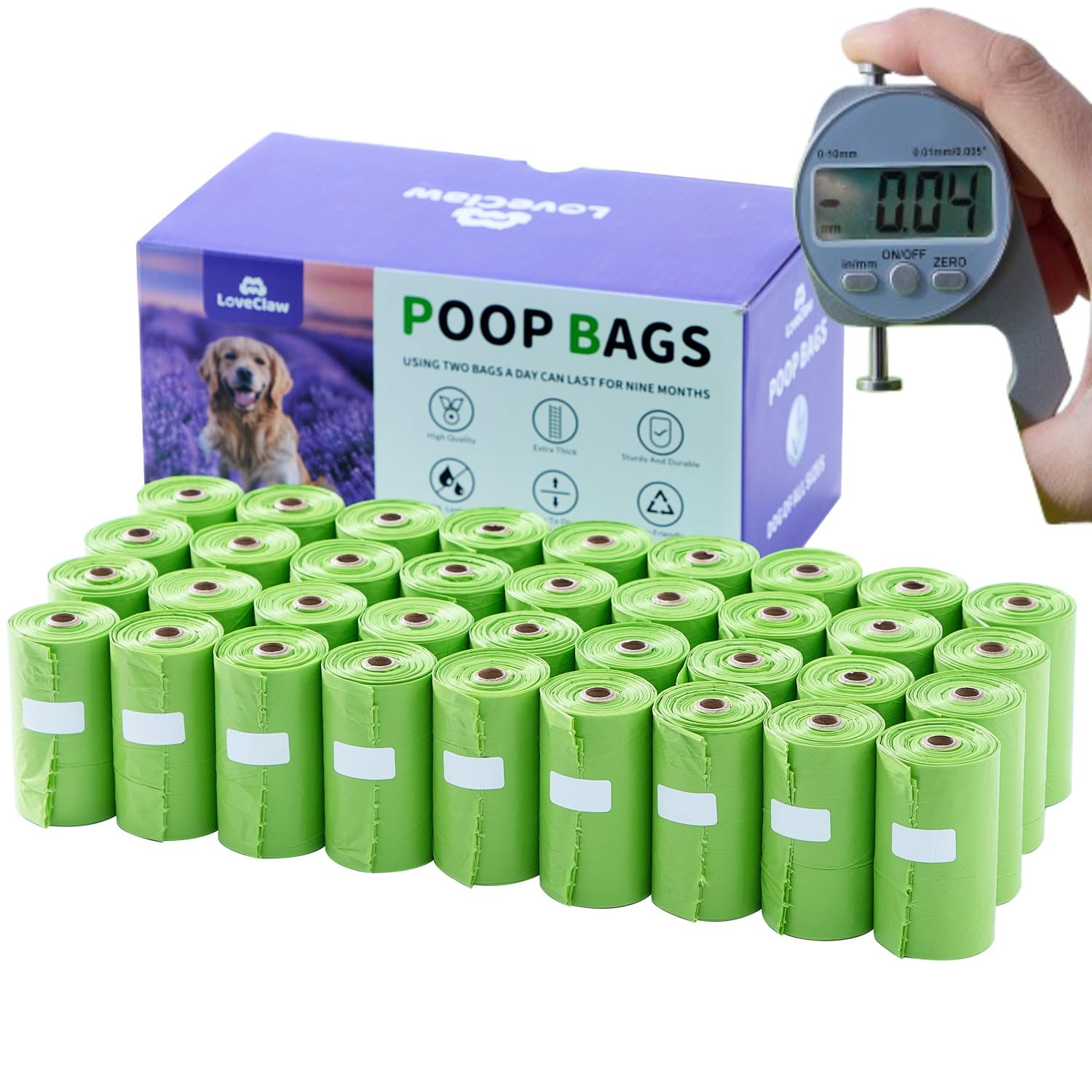 Bolsas para excrementos de perro con fragancia de lavanda, 13 x 9 pulgadas, 540 bolsas (PB101)