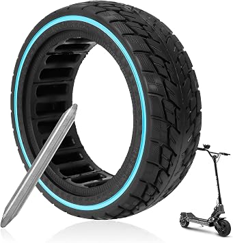 ulip 8.5x2.5 Solid Scooter Tire Front and Rear Wheels Replacement for Dualtron Mini & Speedway Leger Pro scooters 8.5x3 8 1/2 x2.5 off-road solid tire with blue circle