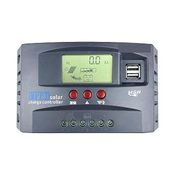 Solar Controller, 10A 20A 30A 12V 24V MPPT Solar Charge Controller 50VDC PV Regulator Colorful ScreenMPPT 20A