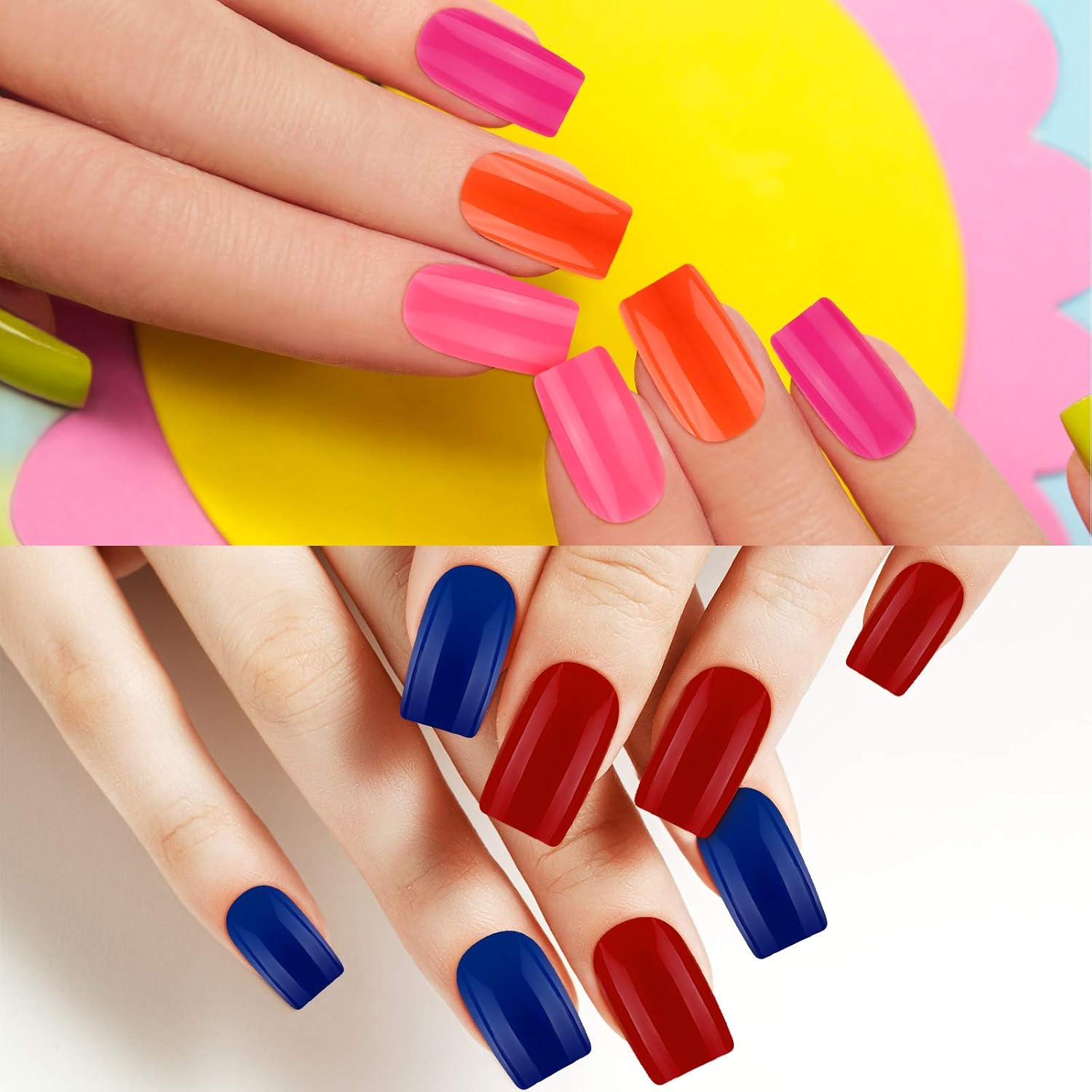 30 Sets 720 Pieces Medium Square Press on Nails Fingernails Glossy False Nail Full Cover Artificial Fake Nail Colorful Acrylic Nail Tip Kit for Nail Art Salon (Light Colors)