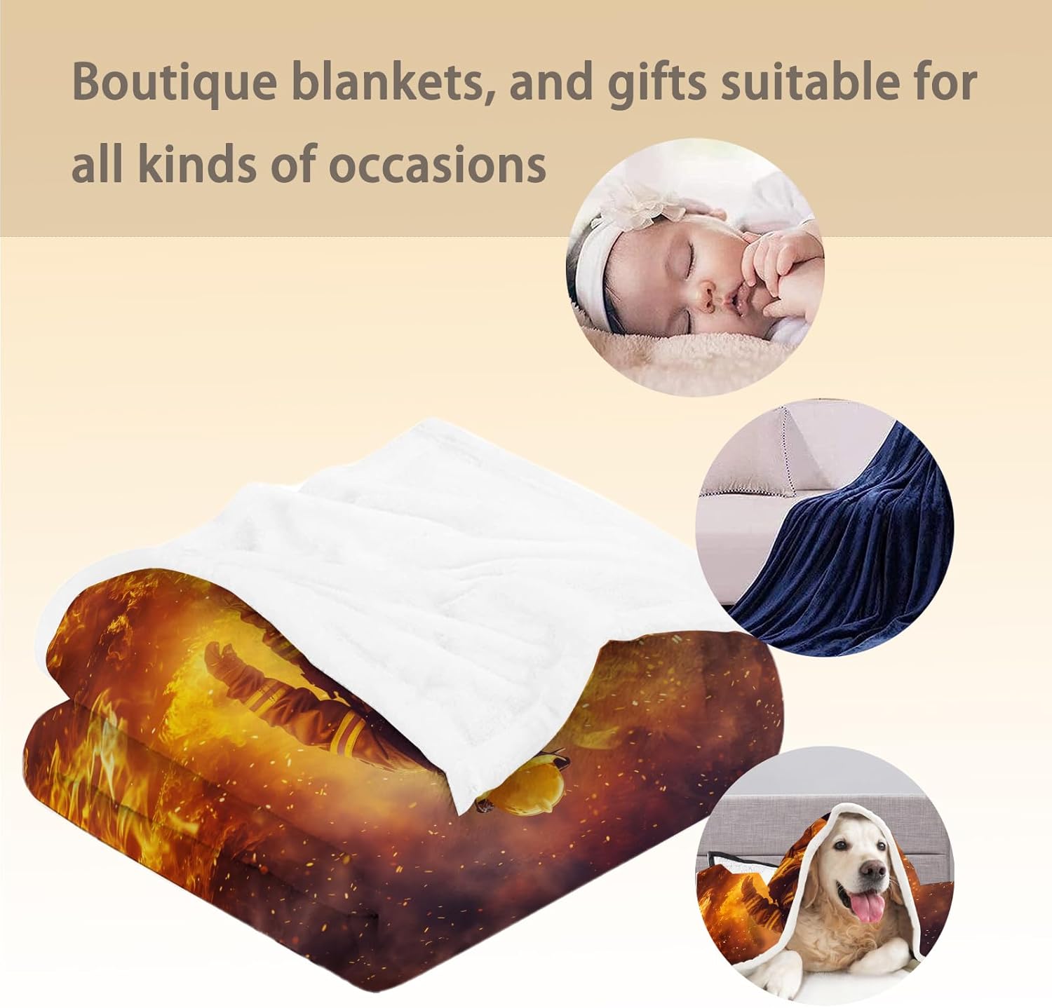 Firefighter Blanket, Soft Cozy Lightweight Flannel Throw Blanket for Couch, Bed, Travel & Outdoor Use, Warm Fluffy Fuzzy Blankets for Women Men, Home Decor 60×50 in - Image 5