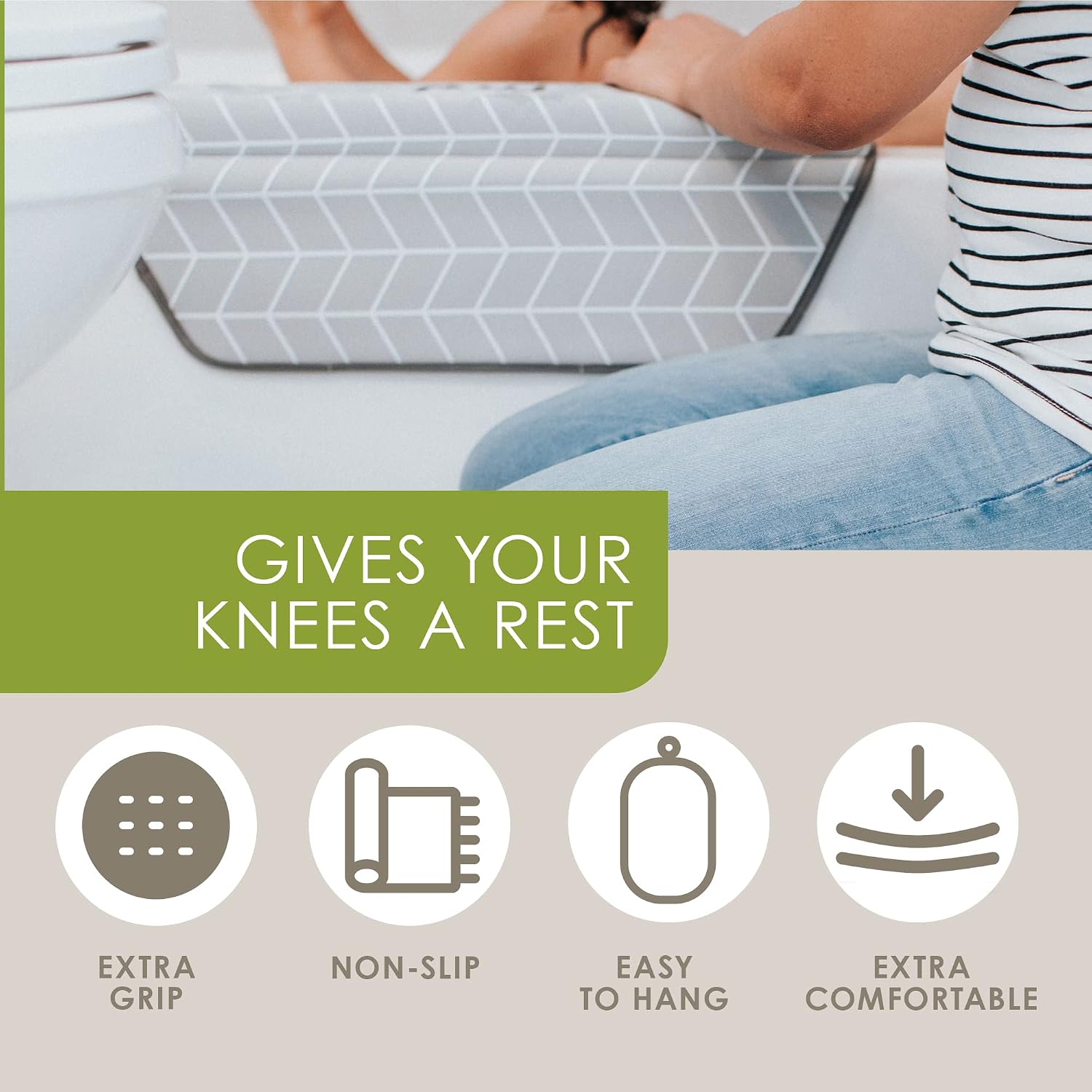 Puj – Pad Bathtub Arm Rest, Extra Comfortable Elbow Rest, Non-Slip, Firm-Grip Baby Bath Tub Cushion with Hanging Loop, Stylish Baby Bath Essentials, 17.5 x 5 x 2.25 inches