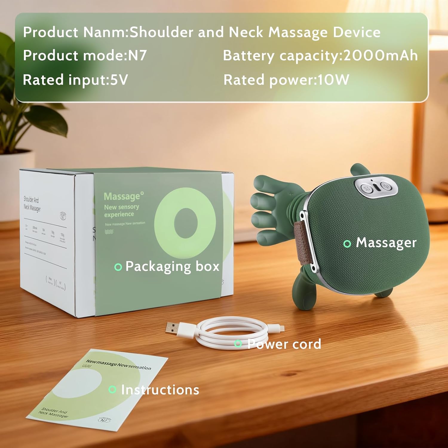 Upgraded Neck Massager 2026 with Heat, Electric Shoulder & Cervical Massager for Deep Tissue Massage, Shiatsu 4D Kneading for Neck, Back, Shoulder - Green