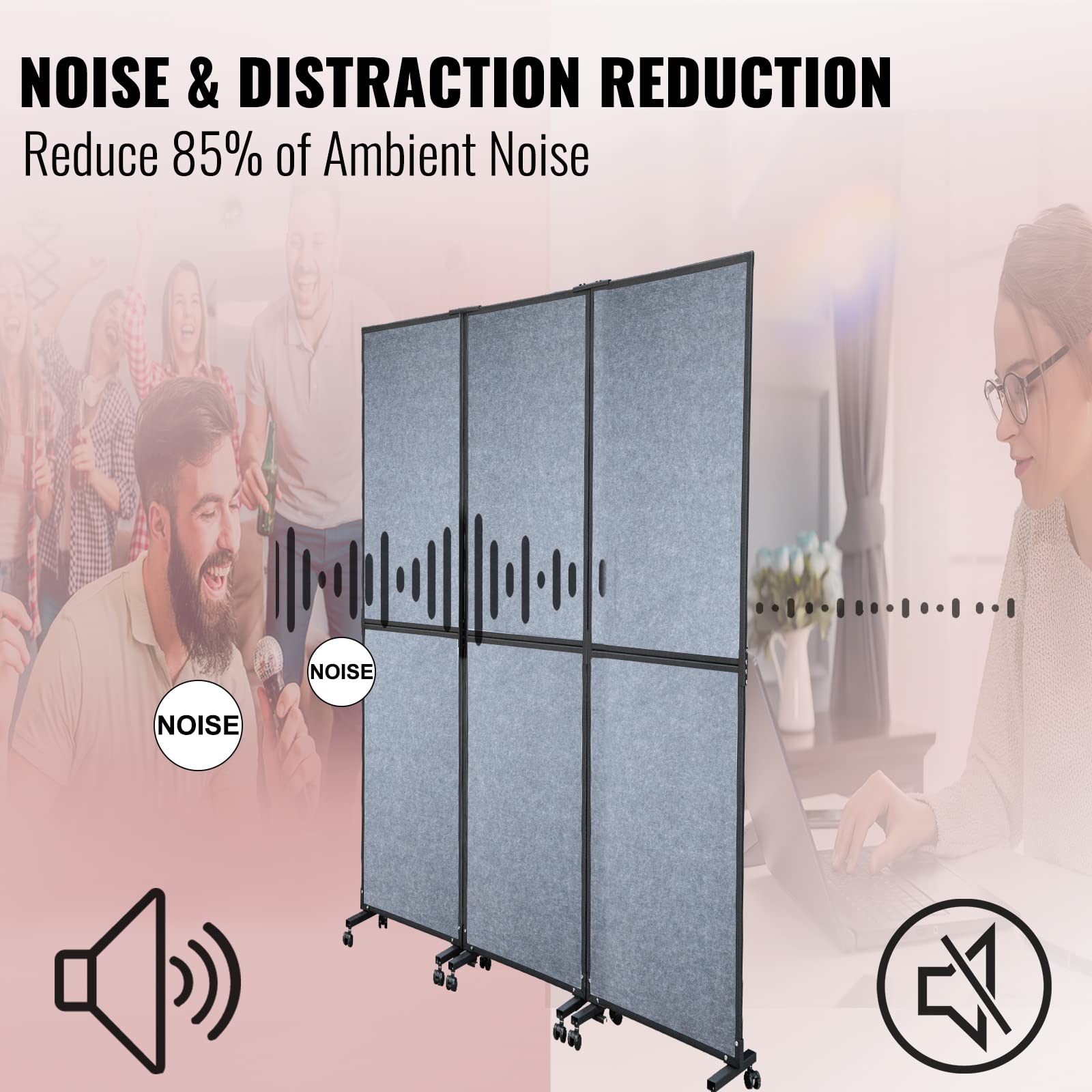 Buy VEVOR Acoustic Room Divider 72" x 66" Office Partition Panel 3 Pack