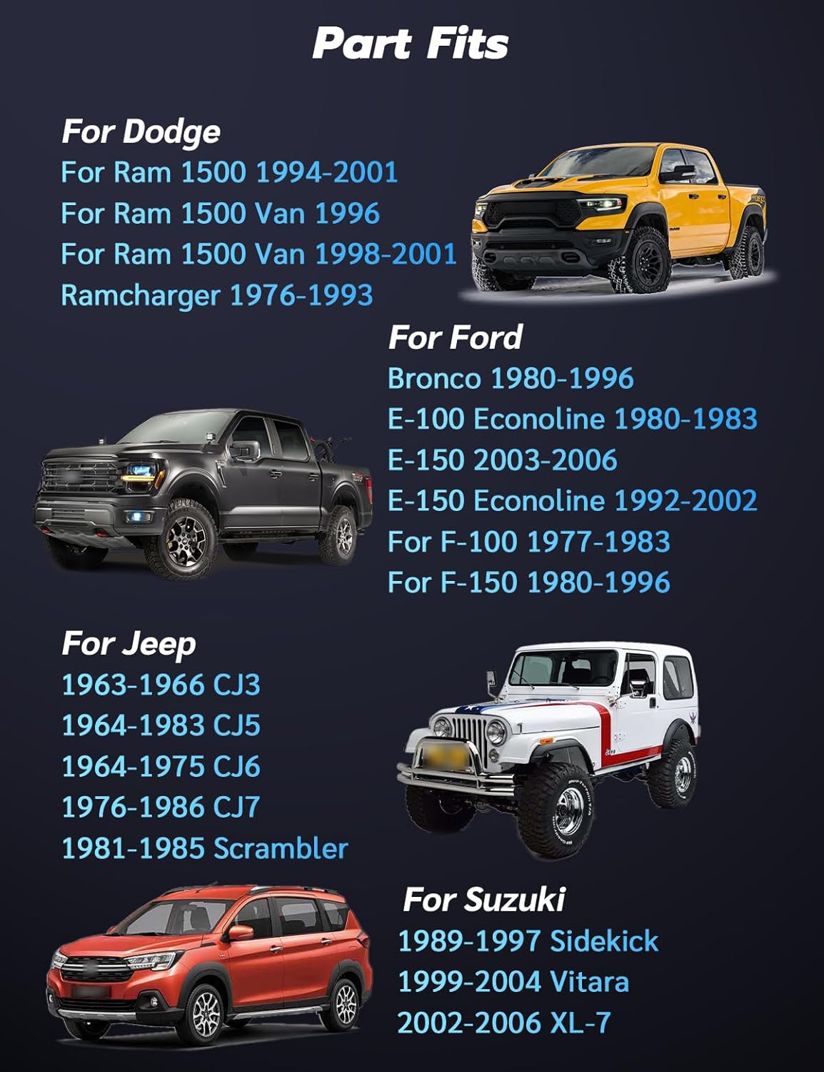 5x5.5 to 5x5.5 2" Wheel Spacers For Ram 1500 Van Ramcharger For F-150 F-100 Bronco E-100 E-150 Econoline For Jeep CJ3 CJ5 CJ6 CJ7 Scrambler For Sidekick Vitara | Wheel Spacers Adapters 2PC