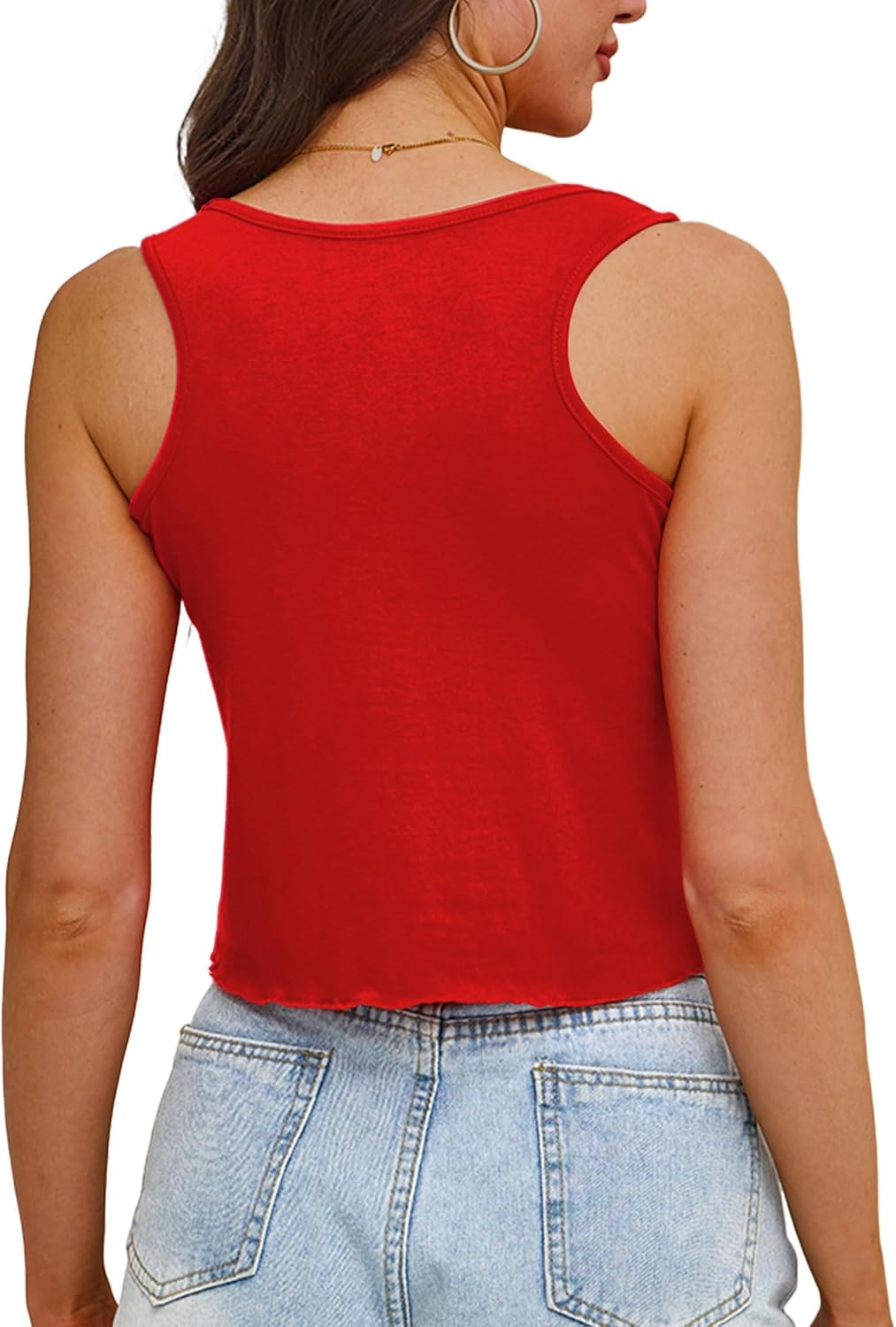 Aluvee USA 4th of July Tank Tops Women Red White and Blue Shirts Tank Tops American Patriotic Flag Crop Sleeveless Tee - Image 4