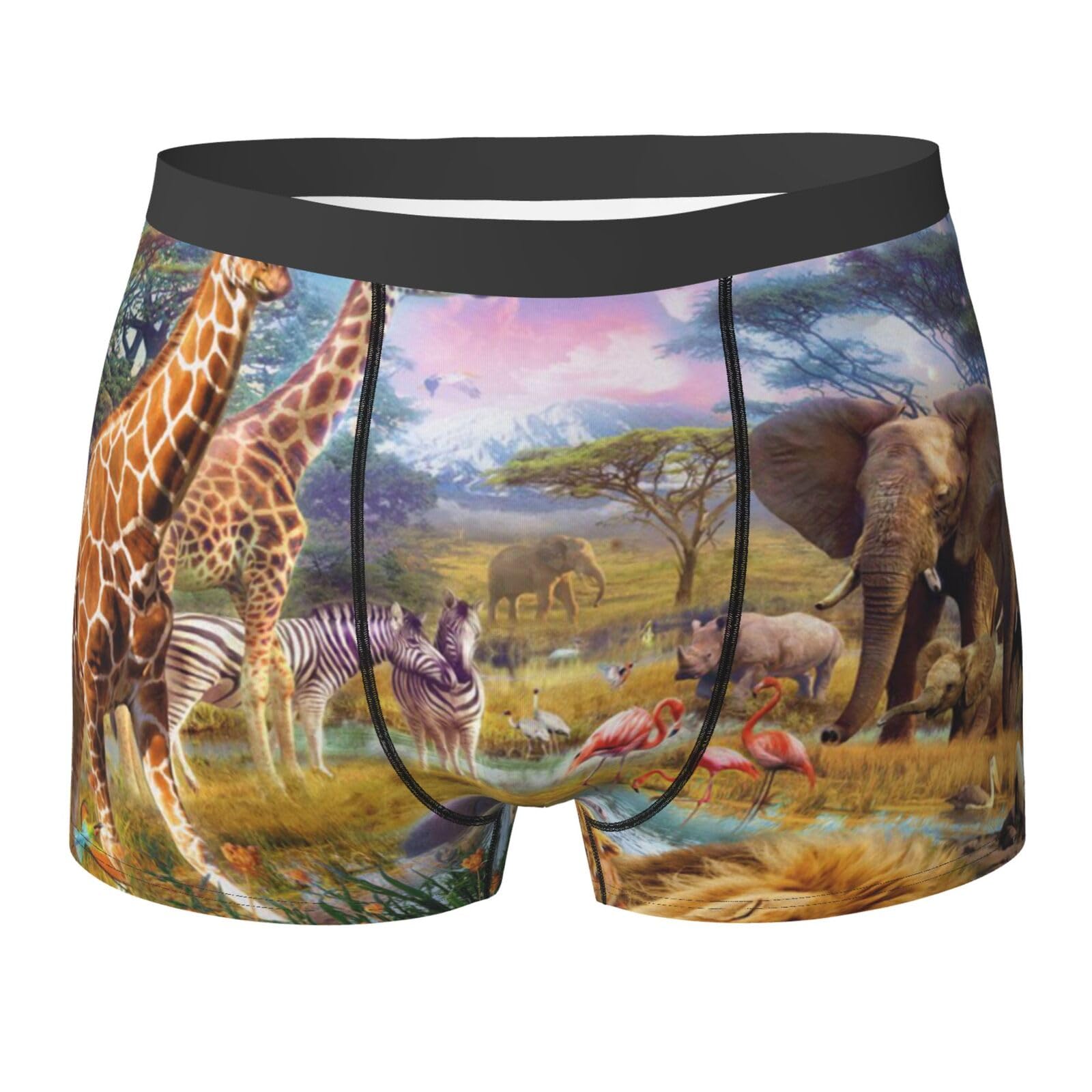 Aseelo Men's Wild Animals Boxer Shorts Boxer Briefs Comfortable Stretch Underwear Trunks Xl