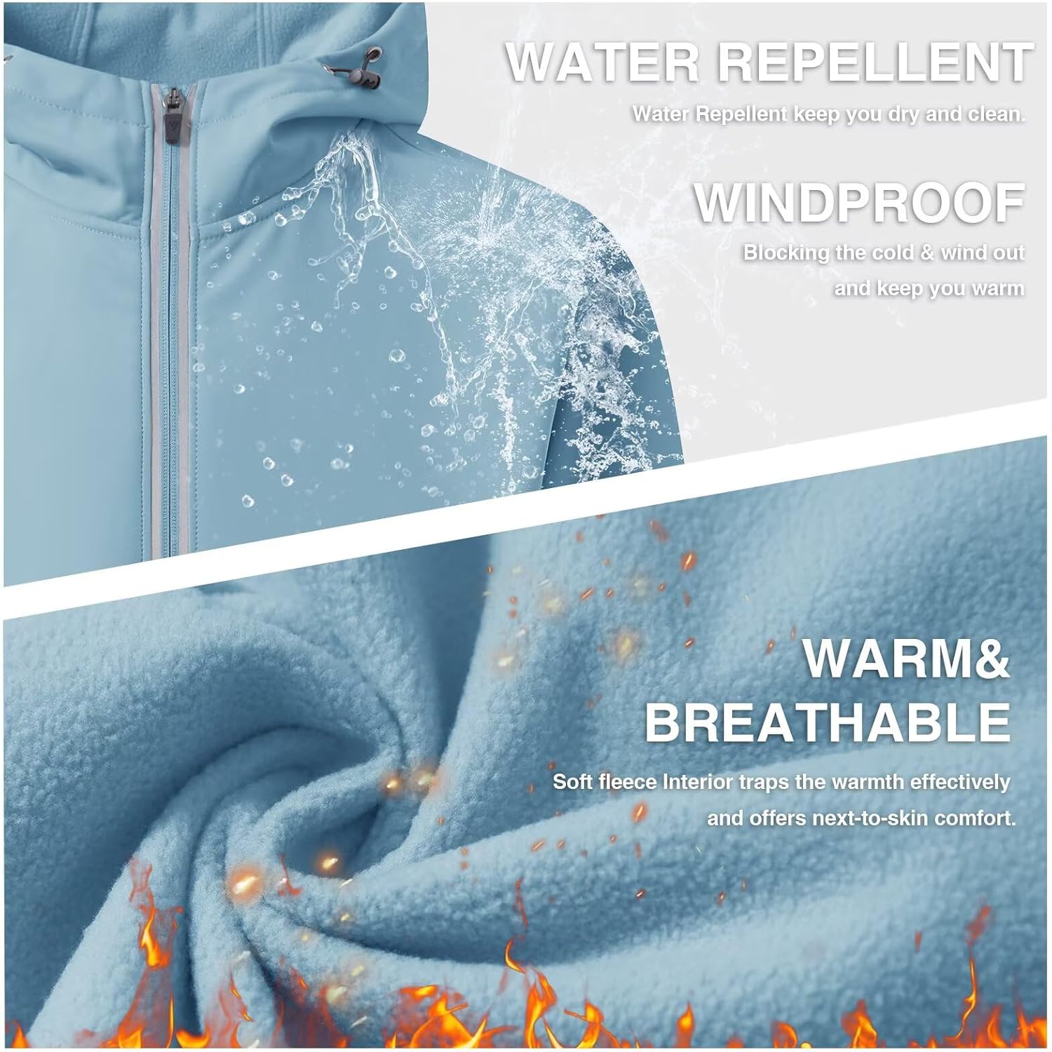 M MAELREG Mens Fleece Softshell Jacket Lightweight Insulated Water Resistant Windbreaker Hooded Winter Jacket for Golf Casual - Image 4