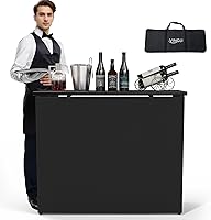 VINGLI 45" Foldable Portable Bar Table with LED Skirt - Commercial Grade Mobile Bartending Station for Events, Parties, Weddings