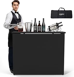 45" Commercial Grade Portable Bar Table for Events, Mobile Bartending Station, Outdoor Indoor Pop Up Bar Table with Skirt PP (45"-1P, Black, Standard)