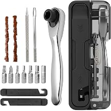 Compact Bike Repair Tool Kit with Bidirectional Ratchet Wrench & 7 S2 Bits