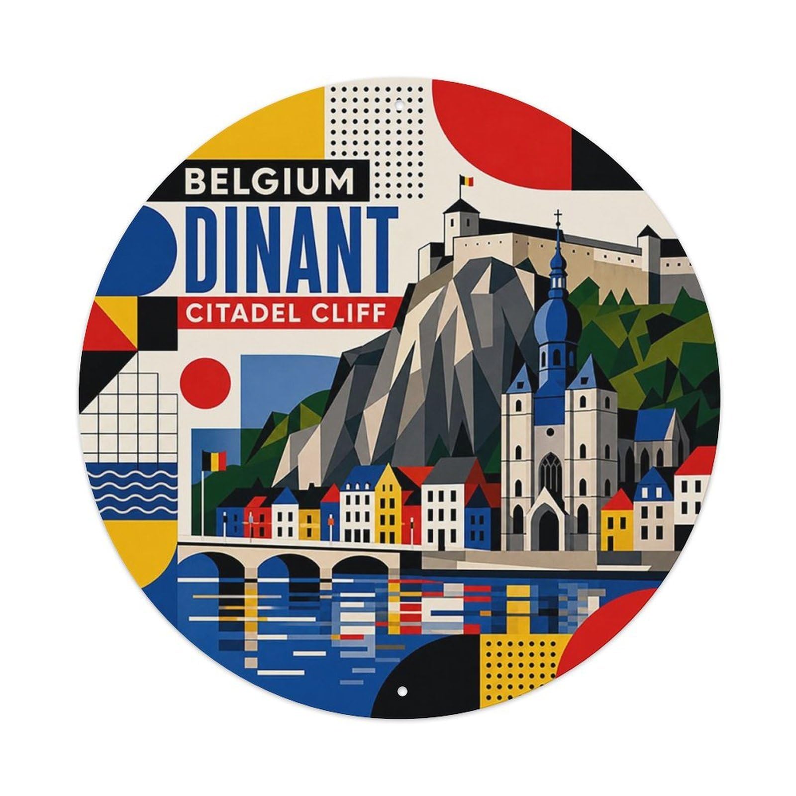 Dinant Citadel Cliff Belgian Mid Century Island Travel Metal Tin Sign