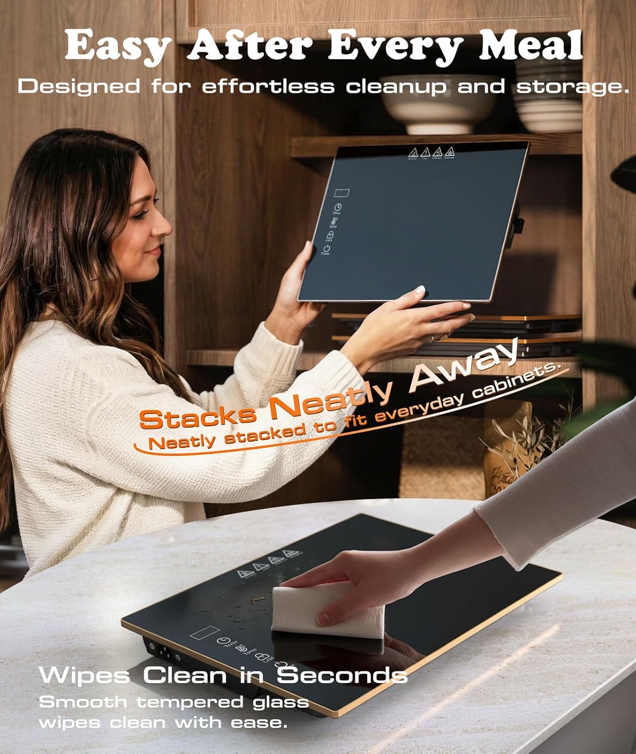 Food Warmers for Parties Buffet, Fast-Heating Electric Warming Trays for Buffets Party 47"x12", Interlock 3-Panel Flexible Use & Easy Storage, Glass Warming Mat for Food, 7 Temp & 8 Timer, Table-Safe