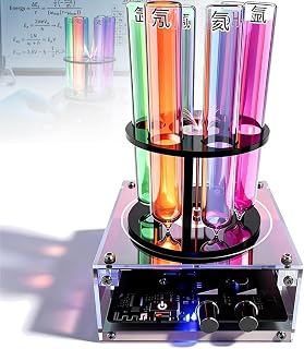 Noble Gas Discharge Tube Display Kit, High Frequency Plasma Spectrum Light with 6 Rare Elements (He Ne Ar Kr Xe N2) for Science Education,for Physics Lab, Chemistry Classroom