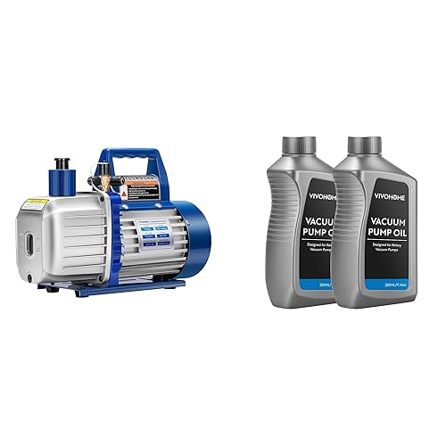 VIVOHOME Bomba de vacío HVAC de doble etapa de 34 HP 7.2 CFM 110V con VIVOHOME 2 unidades de aceite de bomba de alto vacío de alta calidad, 11.2 fl