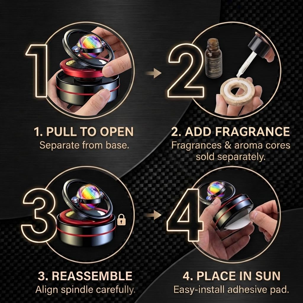 Solar Celestial Fidget Spinner Lucky Car Decoration Automatyczna zasilana słońcem akcesoria domowe i samochodowe, wymiana prezentów urodzinowych na Dzień Ojca, dyfuzor zapachowy, perfumy nie są