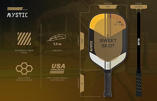 Miniatura 4 de Palas de pickleball Orca, paleta de pickleball de fibra de carbono mística, aprobada por USAPA, control y precisión definitivos