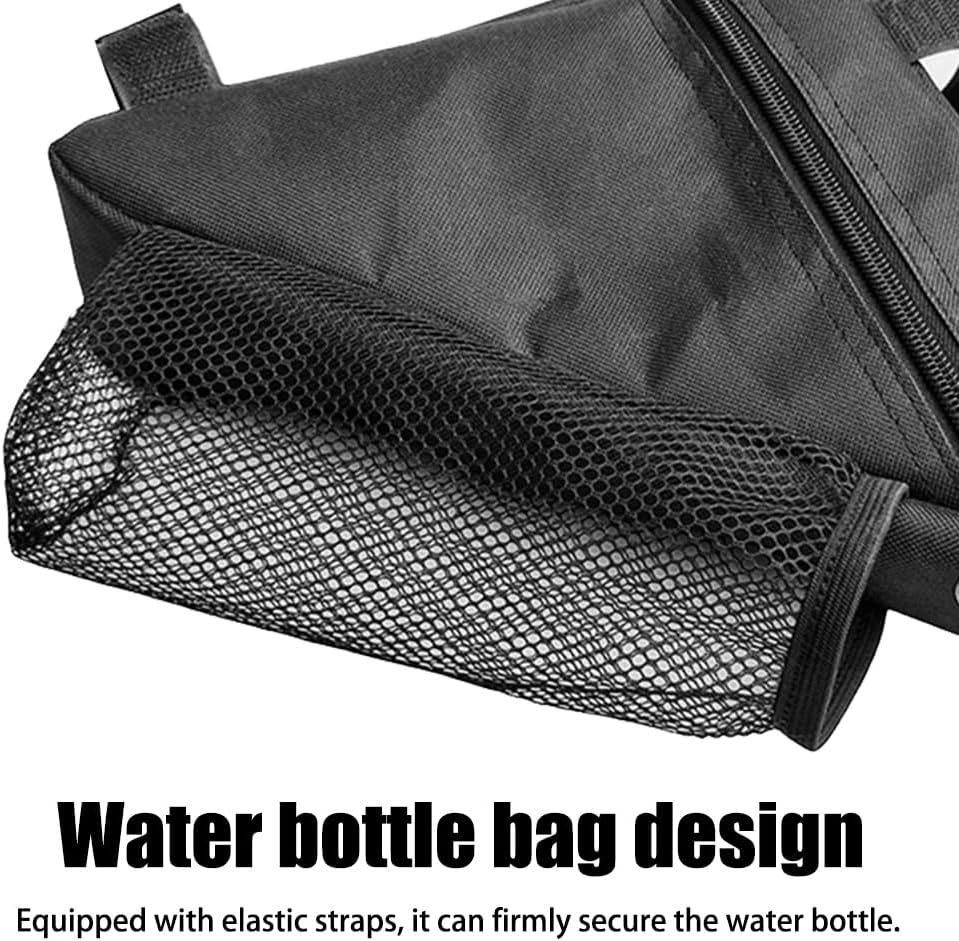 MiOYOOW Bike Triangle Frame Bag, Waterproof Bicycle Storage Bag with Water Bottle Mesh Pouch for Outdoor Cycling