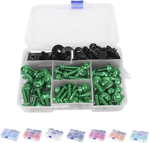 Miniatura 1 de BAIONE Kit de pernos de carenado universal, 195 piezas M5 M6 para parabrisas de motocicleta, tornillos de fijación, accesorios de repuesto para