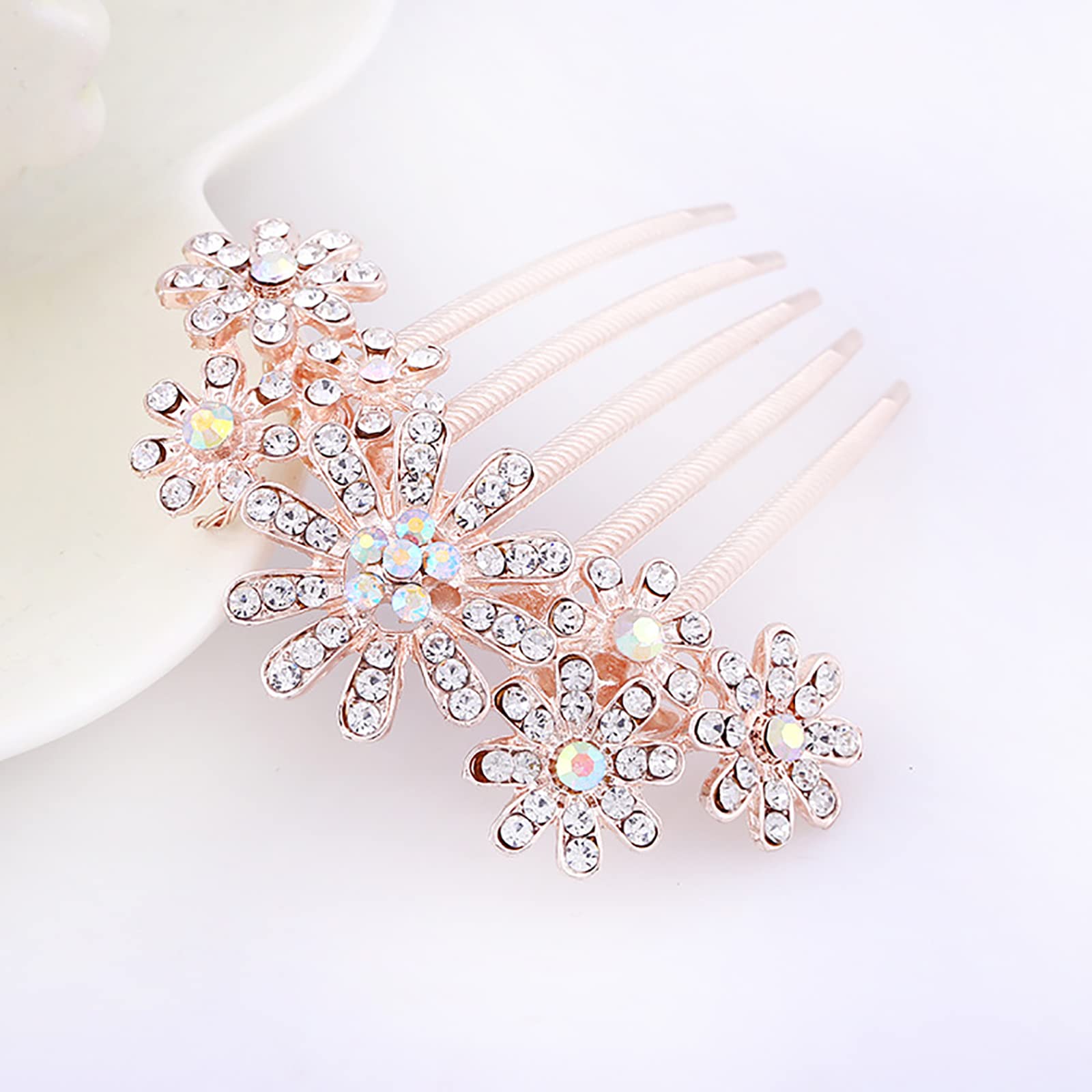 Pettine per capelli da sposa in cristallo di perle color oro rosa, accessorio per capelli da sposa con strass in argento, fermaglio per capelli da sposa, accessorio per capelli da sposa, pettine