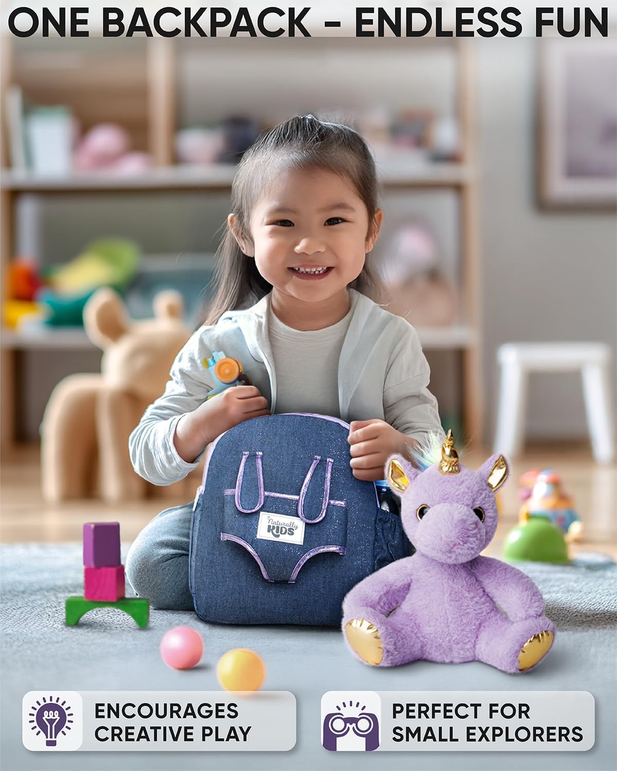 Unicorn Toddler Backpack and Table Lamp for Kids Bedroom - Gift for All Ages