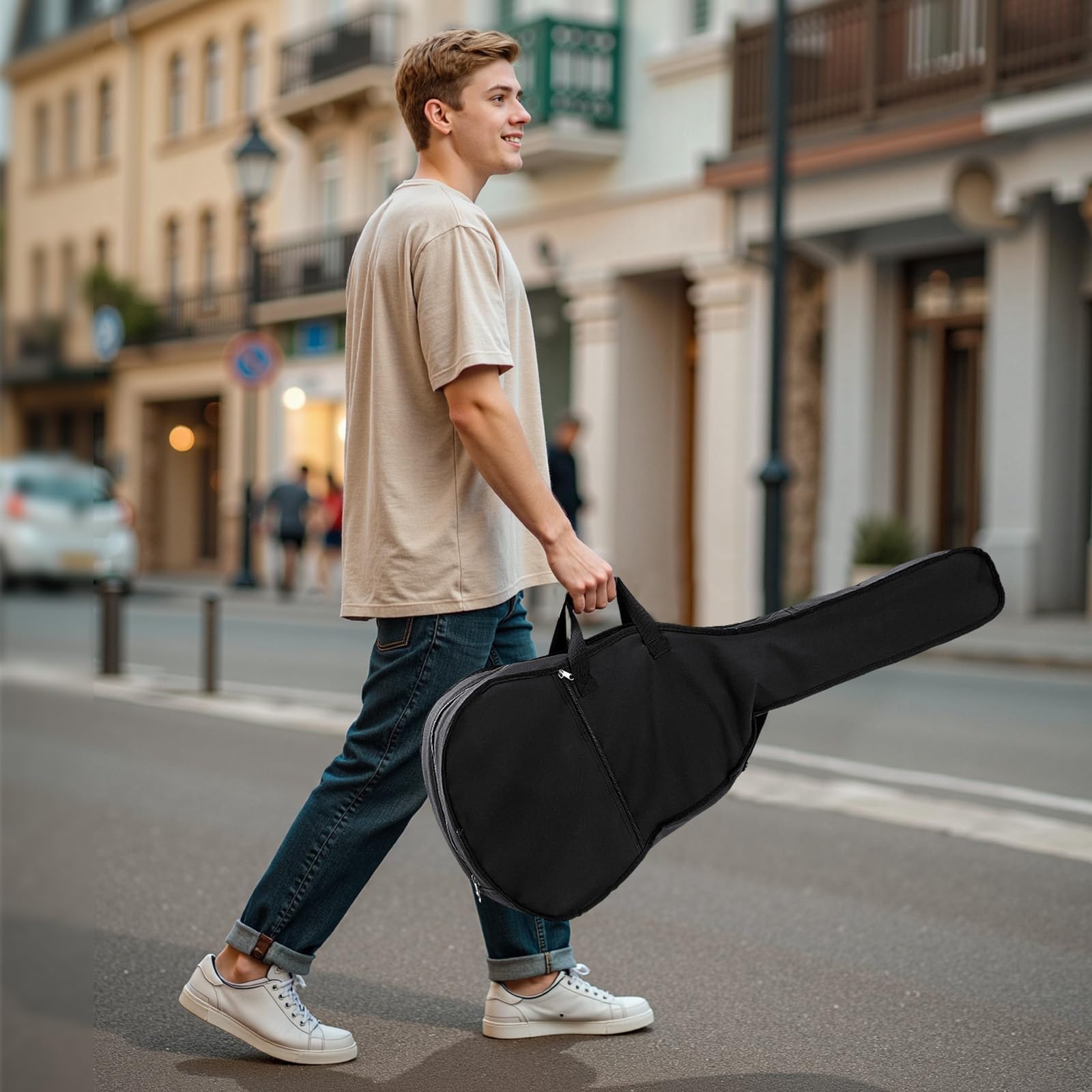VEVOR Chitarra Acustica Dreadnought da 1041,4 mm Chitarra Acustica a 6 Corde con Tavola Armonica in Abete Massello Sunburst, Custodia Morbida, Accordatore, Tracolla, Corde in Acciaio, Capotasto