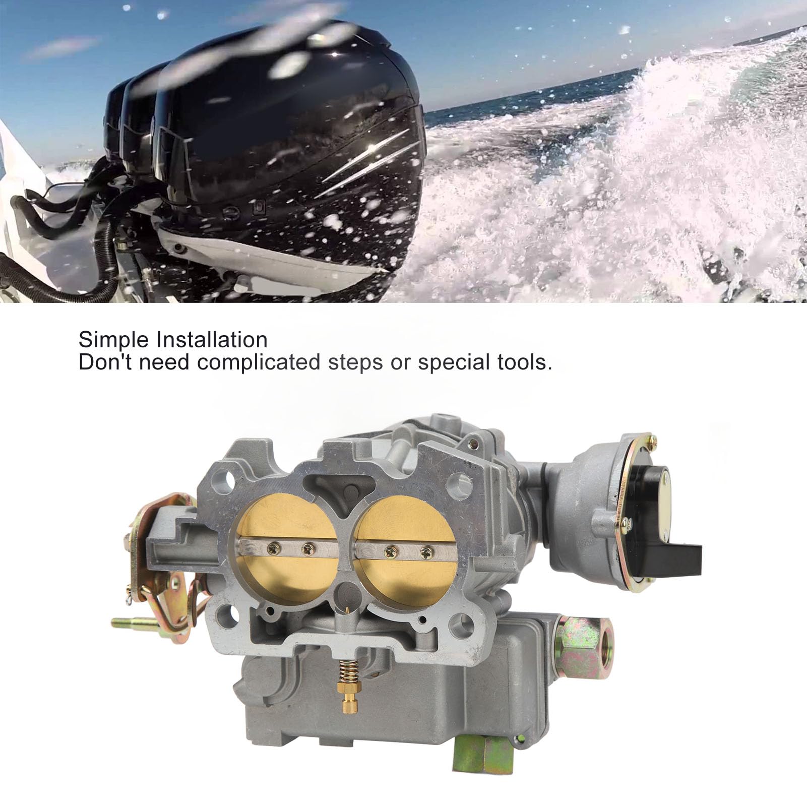 Carburador Marino Rochester Mercruiser, Aleación de Aluminio Duradera, Fácil Instalación, Reemplazo Ideal, MERC2‑3.0L‑EC‑L, 3310‑864940A01