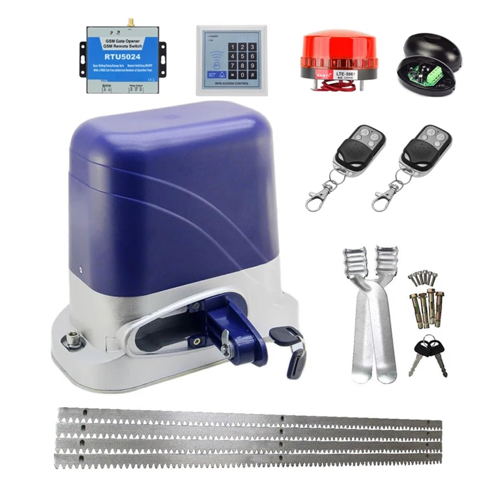 Automatic Gate Opener, Automatic Electric Gate Opener for 1300KG Sliding Door Garage Operator with 4m Steel Racks Remote Gear Motor Actuator(KI8)
