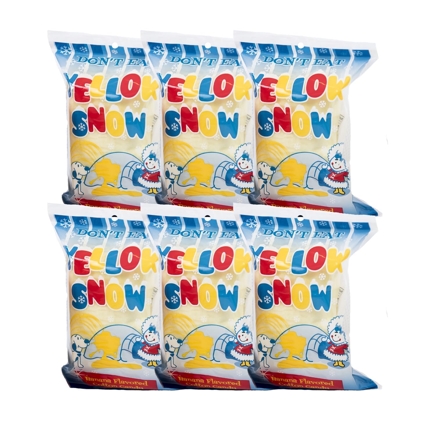 Flossie's Limited Edition Cotton Candy, Peppermint and Banana Flavored Party Candy, Light and Fluppy, Snack for all Ages 2.4 oz (6 Pack) (Banana)