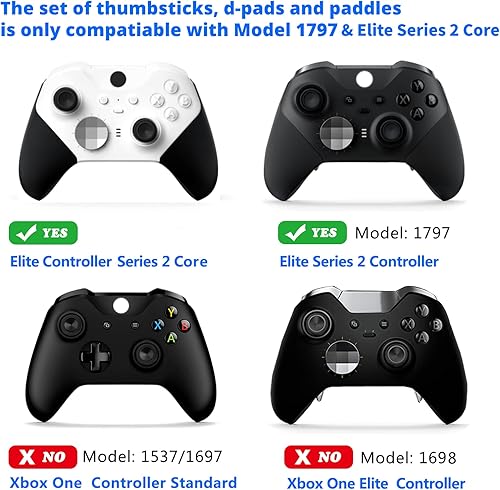 Miniatura 5 de Replacement Thumbsticks, D-pad, Paddles Trigger Buttons for Xbox One Elite Controller Series 2 & Elite Series 2 Core Controller (E-10IN1-Green)