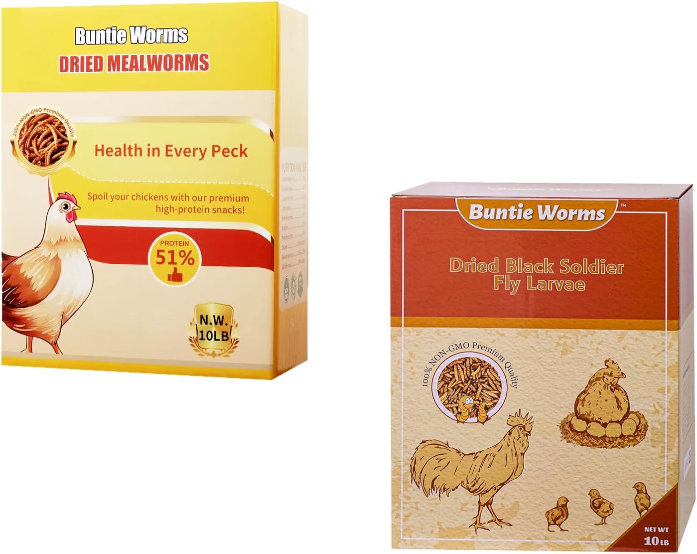 10LB Dried Mealworms and 10LB Dried Black Soldier Fly Larvae Treat for Chickens（20Pound）