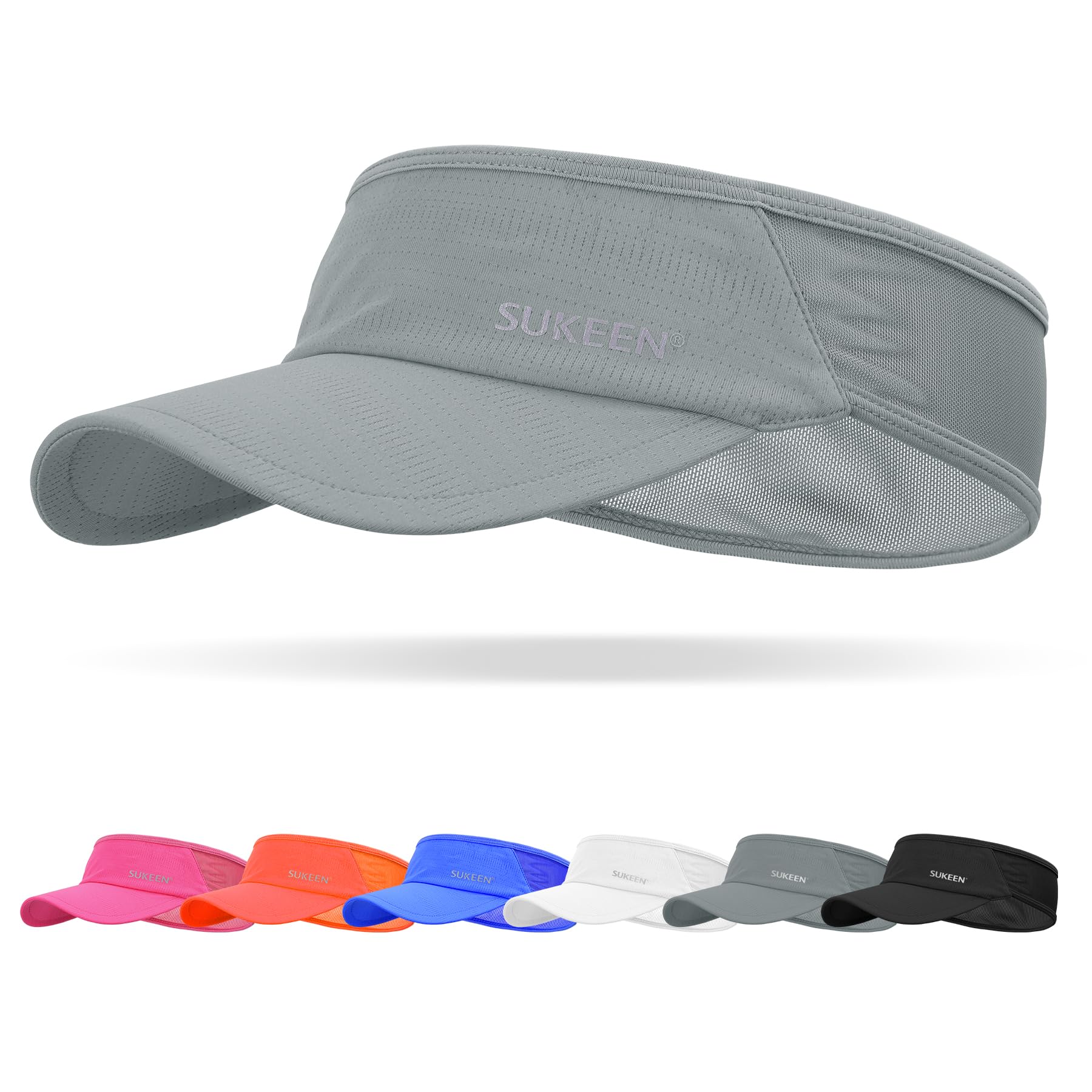 Sukeen Schnelltrocknende Sonnenblende-Mütze, UPF 50+ UV-Sonnenschutz-Sonnenblende für Damen und Herren, Laufmütze, Golfmütze, kühles elastisches Visier, Sport-Schirmmütze für Tennis, Radfahren