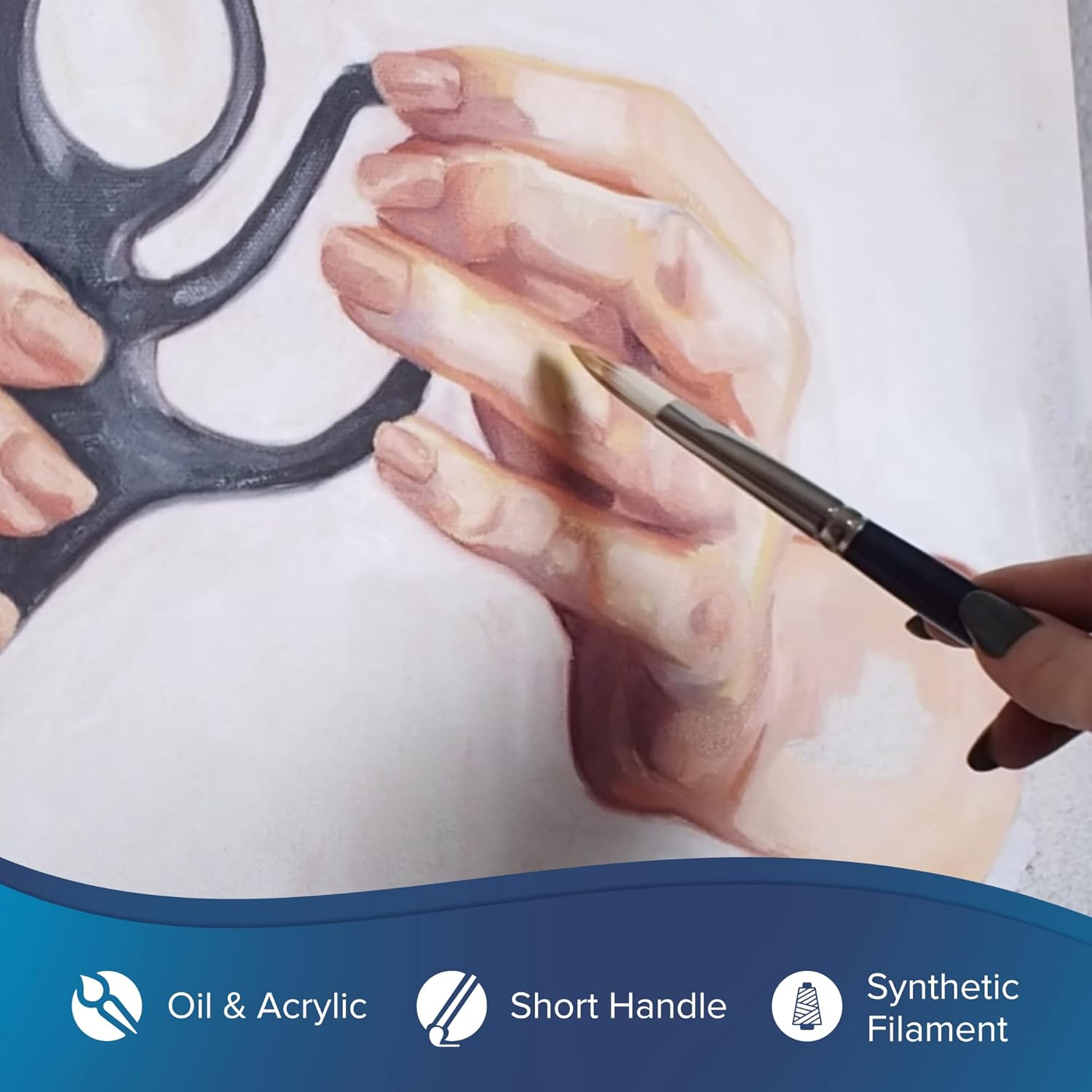 Silver Brush Limited 1910S-8 Bristlon Cats Tongue Paintbrush for Oil, Acrylic, and Heavy Body Paints, Size 8, Short Handle