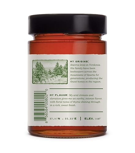 Miniatura 3 de Miel de tomillo de Ancient Foods - Miel griega auténtica sin filtrar de Grecia  Bosque silvestre sin filtrar (pino) y miel de tomillo de Vordonia,