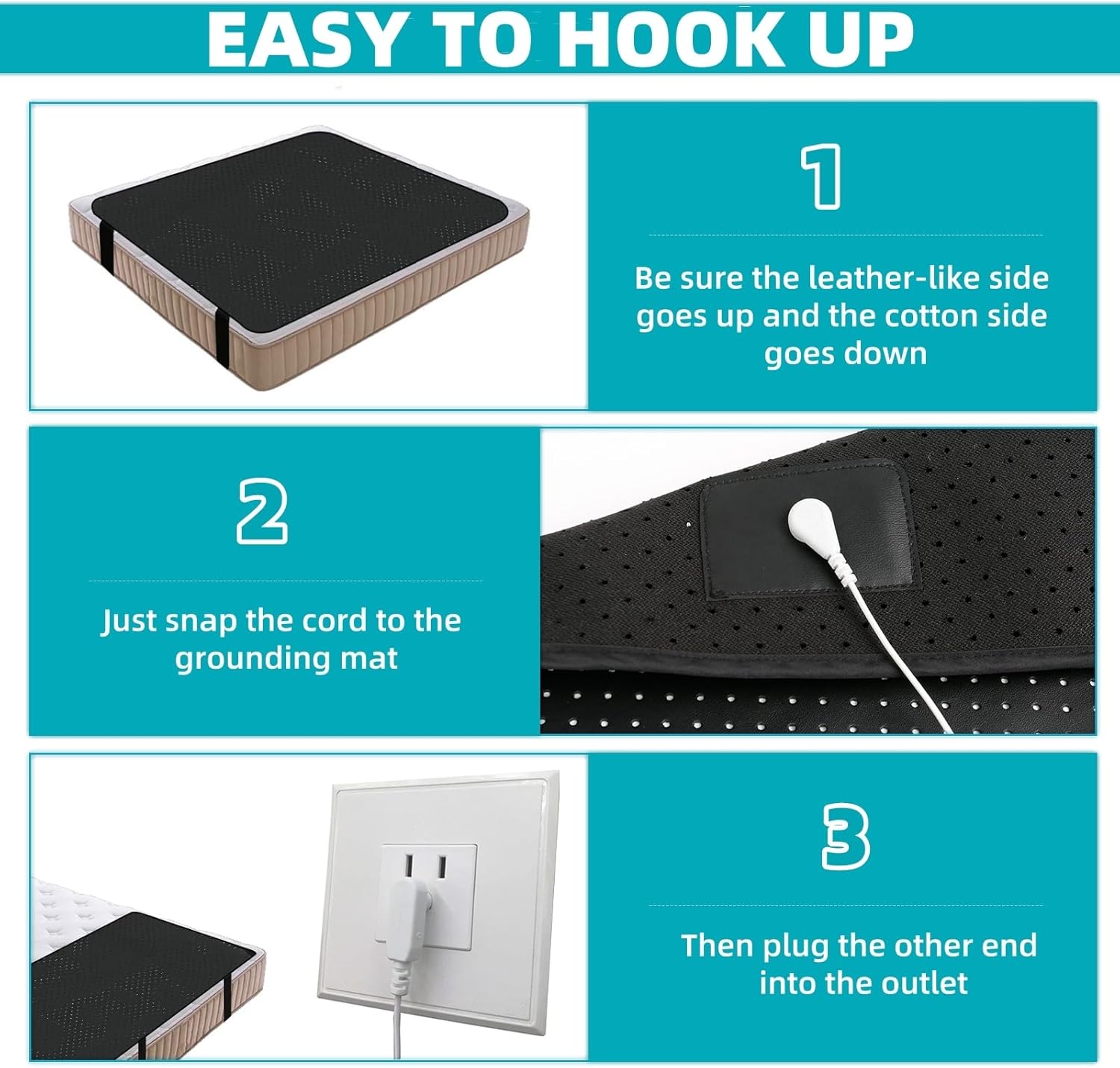 Grounding Mat for Bed, OuDilee Grounding Sleeping Mat Queen Size, Anti-Slip Earthing Pad with Grounding Cord for Relieve Pain & Better Sleep (Queen)