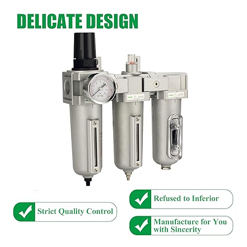 Miniatura 6 de Sistema de secado de aire de 3 etapas de grado industrial filtro de partículas, filtro coalescente, secadora desecante y regulador de aire, cuenco