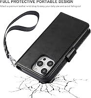 Vista 7 de Bocasal Funda tipo cartera desmontable para iPhone 15 Pro con bloqueo RFID, ranuras para tarjetas, soporte de cuero PU premium magnético con soporte