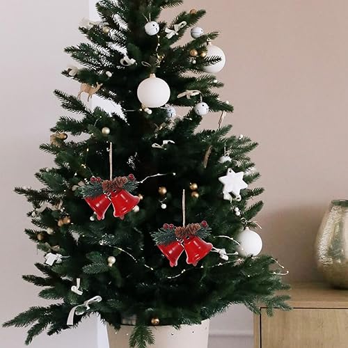 Miniatura 7 de LUOZZY 6pcs Decoración Del Árbol De Navidad Campanas De Metal Colgantes Campanas De Árbol De Navidad Adornos Colgantes De Fiesta De Navidad
