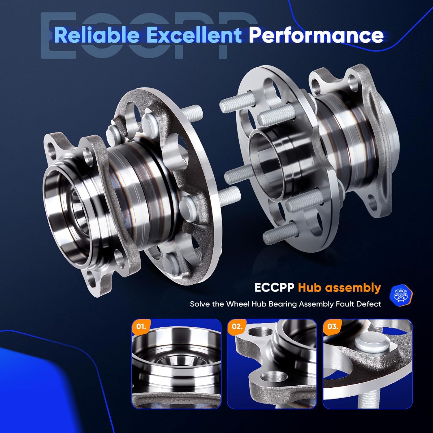 ECCPP Rear 5 Lugs Wheel Bearing and Hub Assembly 2004-2006 for Lexus RX330 2007-2009 for RX350 2006-2008 for RX400h 2004-2013 for Toyota Highlander 2009-2013 for Venza Wheel Hub Bearings 512284 AWD