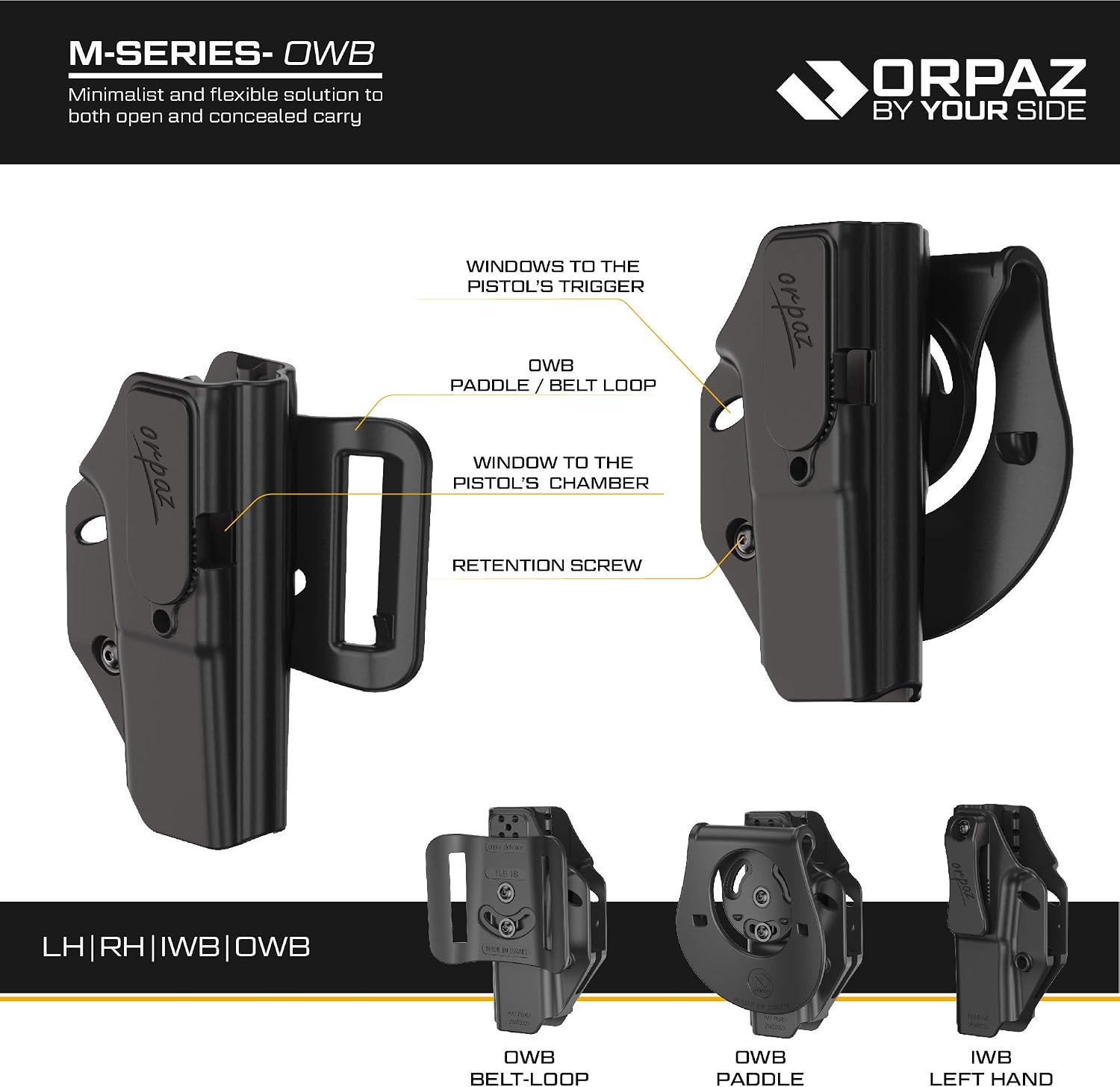 Orpaz Holster for Glock 43 Holster IWB Holster Glock 43 CCW Holster (with a OWB Belt Attachment)