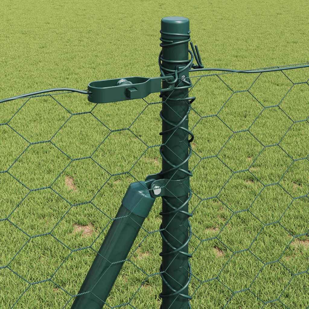 Valla de alambre soldada con base de hormigón, color verde, 100 x 1 m, acero recubierto de PVC, incluye postes y tensores, resistente a la intemperie para jardín, terraza y exterior