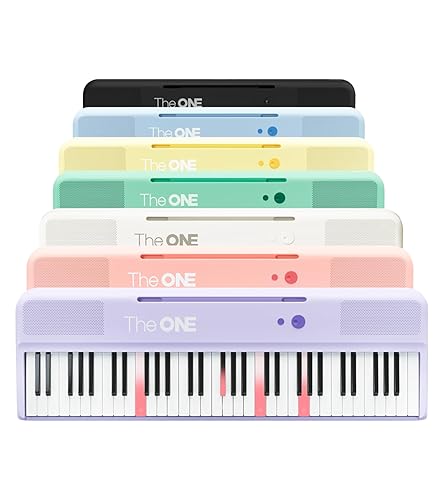 The ONE Smart Keyboard COLOR 61 Lighted Keys Piano Keyboard, Electric Piano for Beginners with 256 Tones, 64 Polyphony, Built-in LED Lights, Free Apps & Music Rest, Support USB MIDI/Headphone (Purple) - Lavender