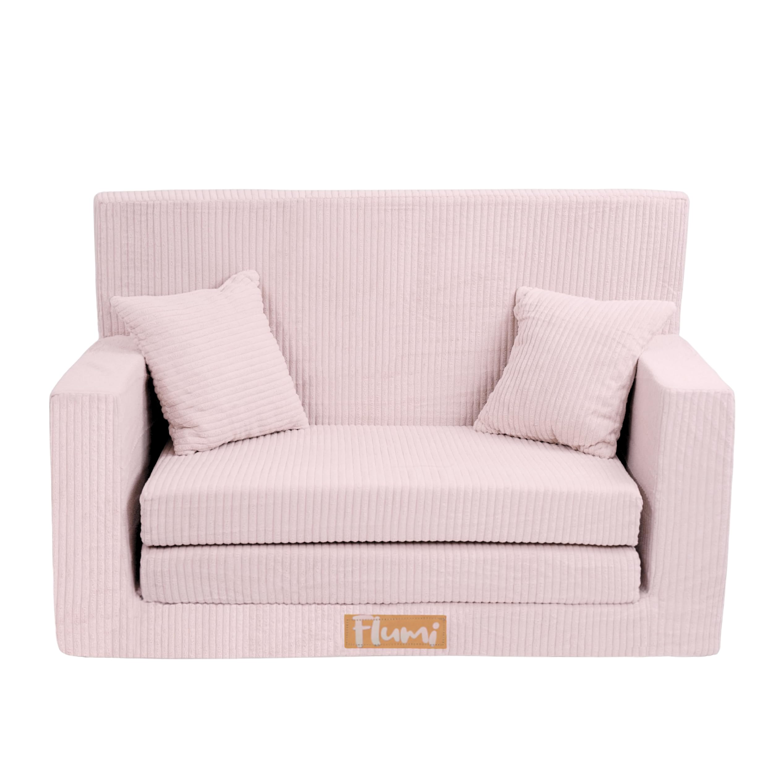 Flumi Personalizzato Divanetto Bambini con Funzione Sleep - 3 in 1 | Divani Piccoli | Divano Bambini | Colore: (velluto a coste Rosa)